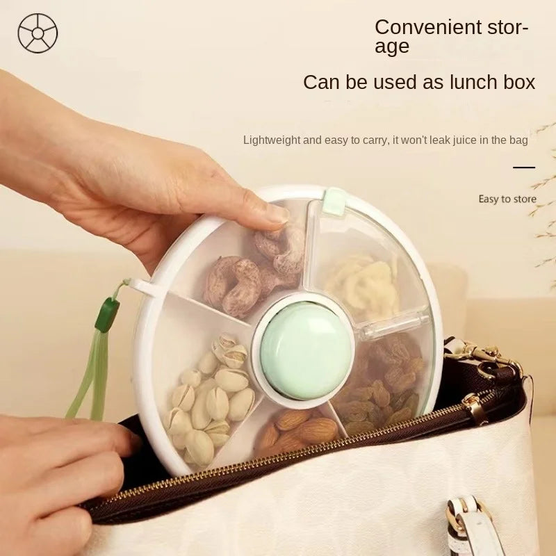 Box Portable Children's Snack Box Sealed Rotating Fruit Tray Dry Fruit Box